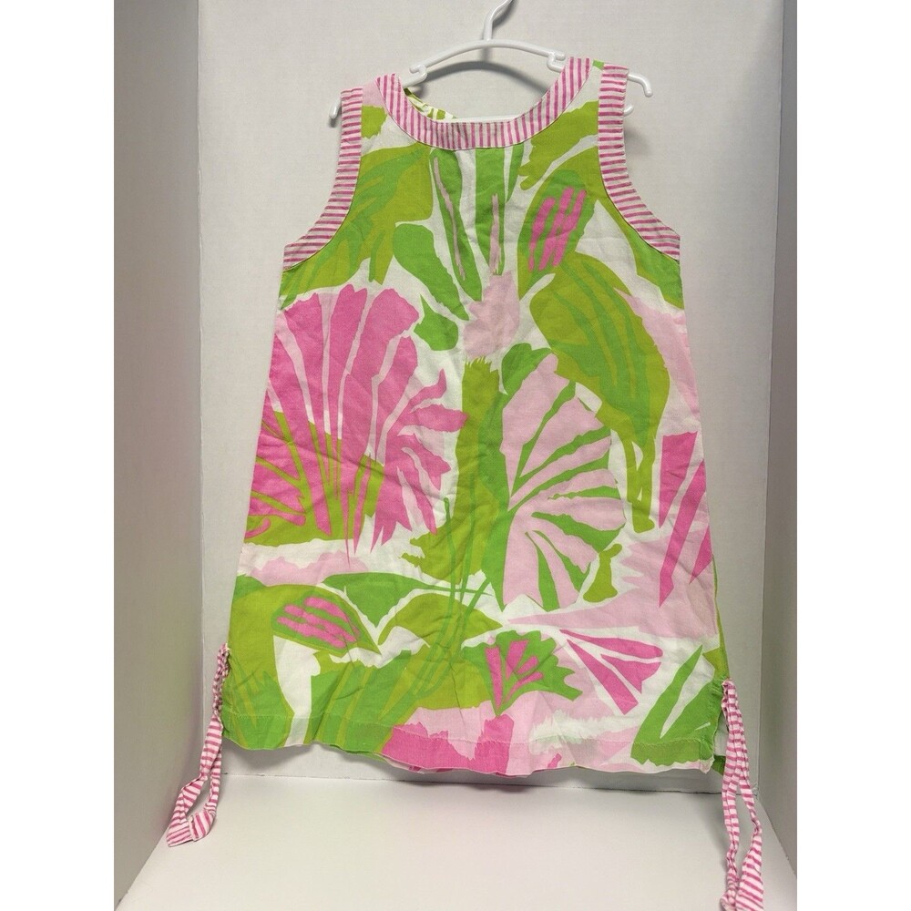 Gretchen Scott Pink And Green Floral Girls Size 6/7 Sundress Cotton